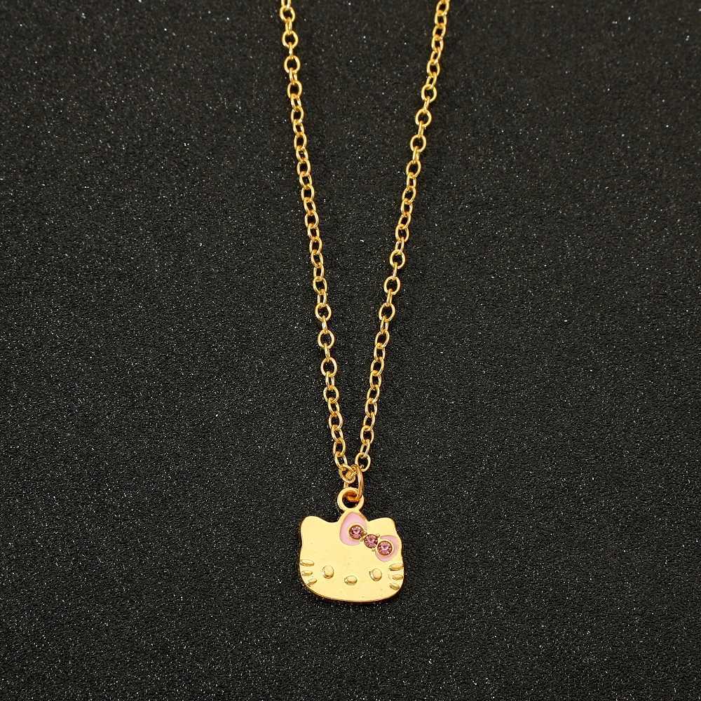 Sanrio Gold Color Simple Cute Sanrio Hello Kitty Pendant Necklaces for Women Girls Party Wedding Accessories Jewelry Giftsw250716