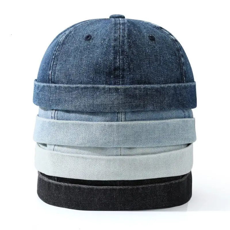 Fashion Denim Docker Cap Brimless Hat Solid Skullcap Solid Color Sailor Cap Beanie Hats Men Women Bucket Cap Adjustable Dad Hat 250715