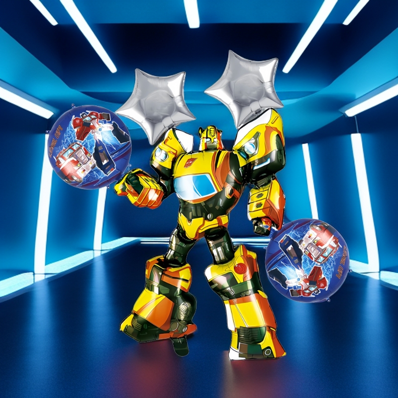 5 pieces of Transformers decorative balloons, cartoon aluminum film balloons, party supplies, atmosphere and background decoration