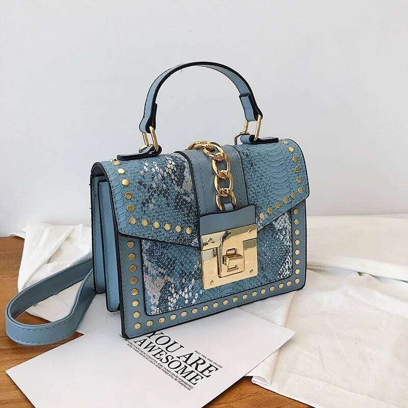 Elegant Sequins Ladies Handbag Small 2024 New Rivet Women's Shoulder Bag High-Quality PU Leather Messenger Bags For Female Totes