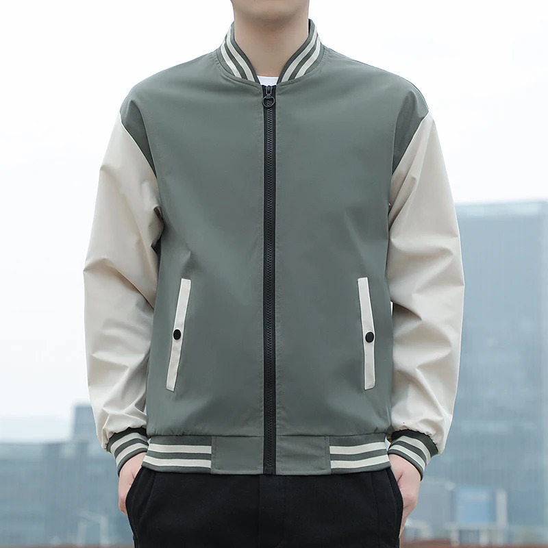 Spring and Autumn Jackets Mens Coats Baseball Collar Striped Patchwork Fashion Clothing Trends Slim Fit 250716