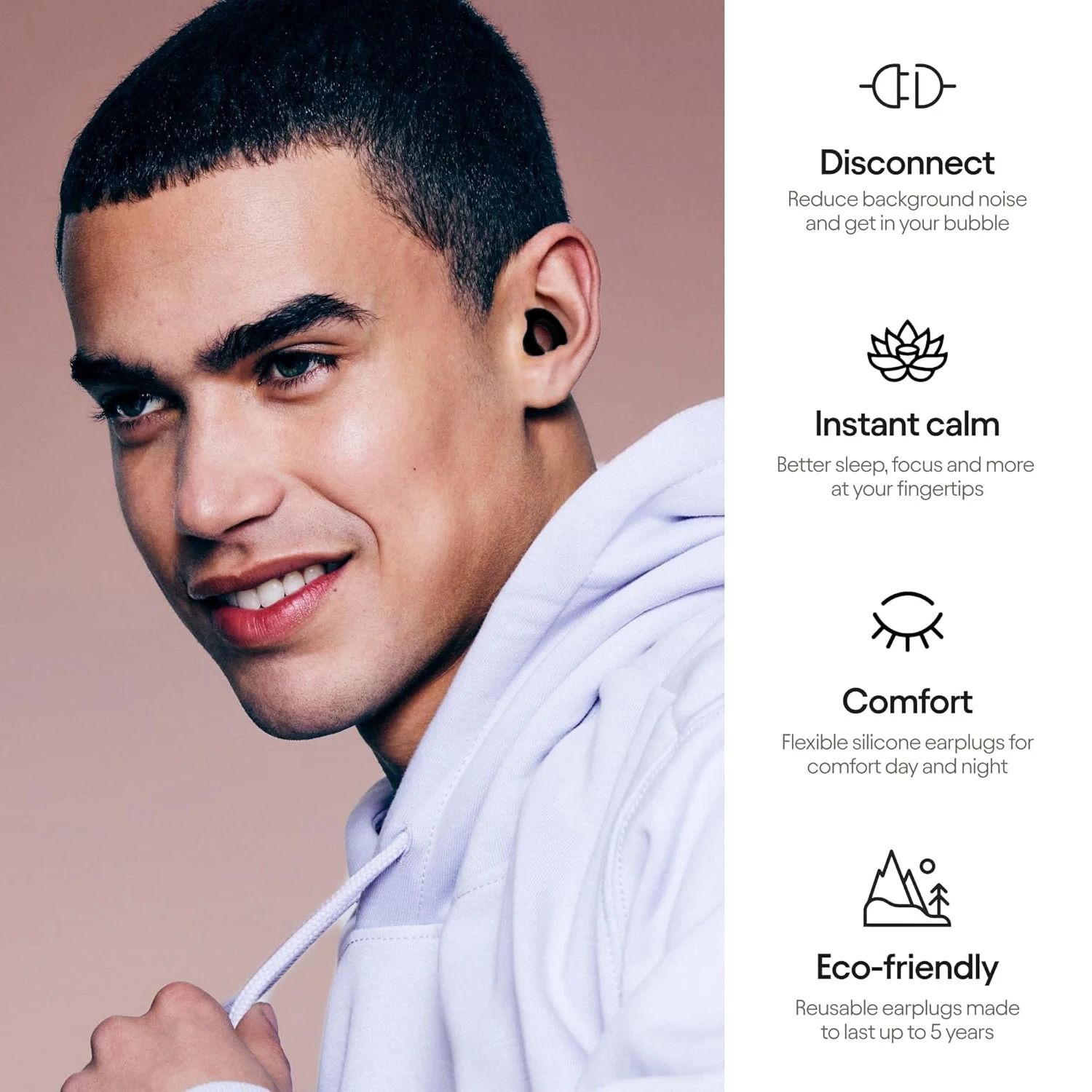 Reusable Noise Reducing Earplugs Focus Travel Concerts Hearing Protection Sports Events Swimming Earplugs