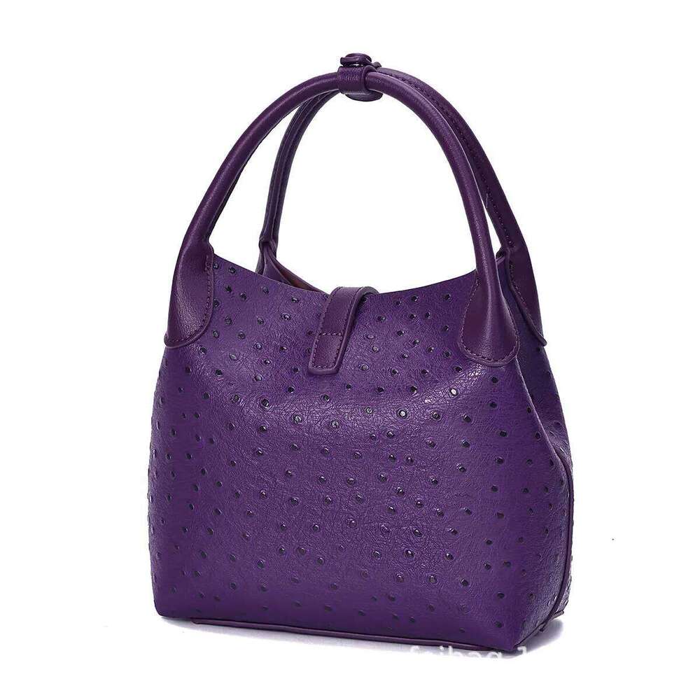 2025 New Ostrich PU Leather Bucket Bags for Women Adjustable Long Strap Designer Crossbody Handbags Shoulder Purse 2pcs Set