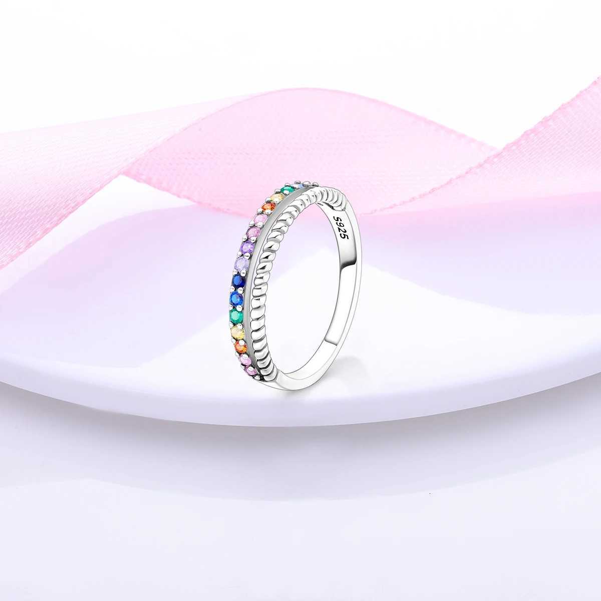 Orstarry S925 Sterling Silver Colorful Zircon Double Row Closed Ring For Women Finger Ring Personality Jewelry Party Trendy Gift S250716