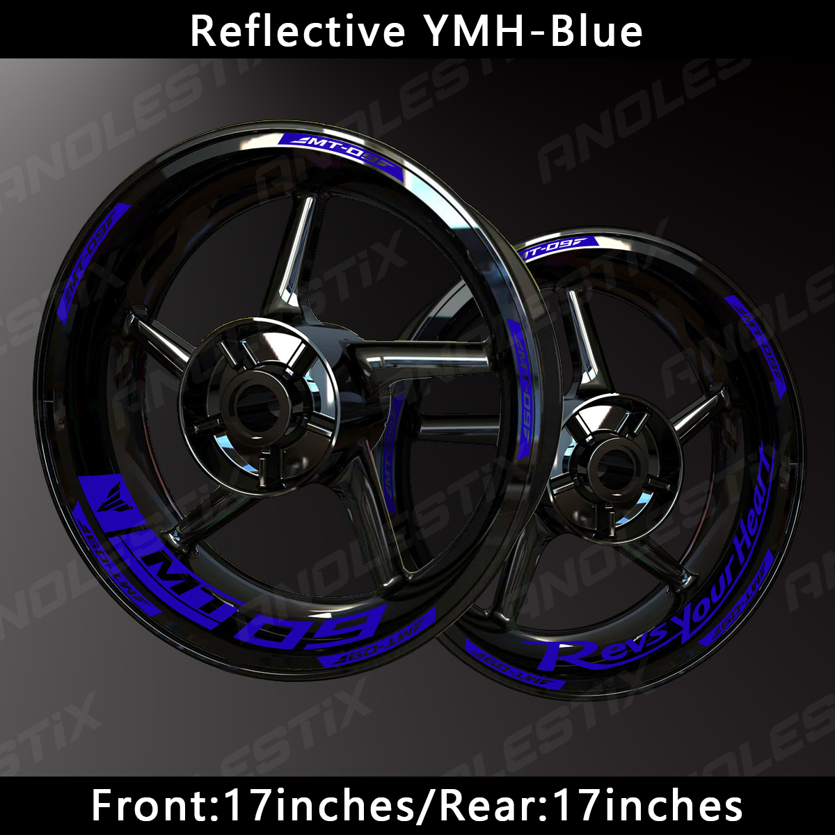 AnoleStix Customized Reflective Motorcycle Wheel Sticker Hub Decal Rim Stripe Tape For YAMAHA MT-09 MT09