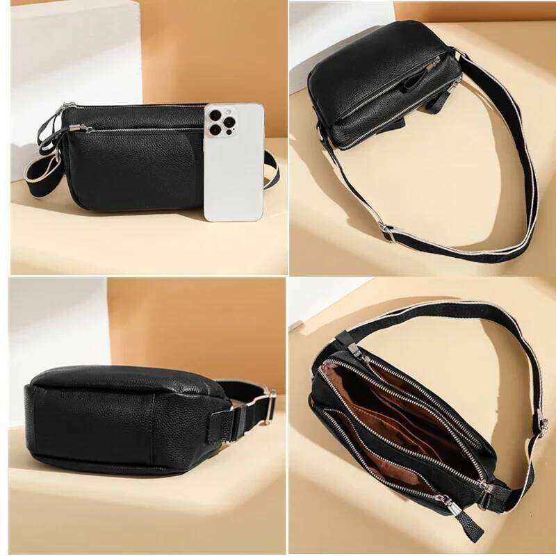 High Quality Cow Handbag Multilayer Women Genuine Leather Shoulder Crossbody Bag Female New Ladies Tote Sac
