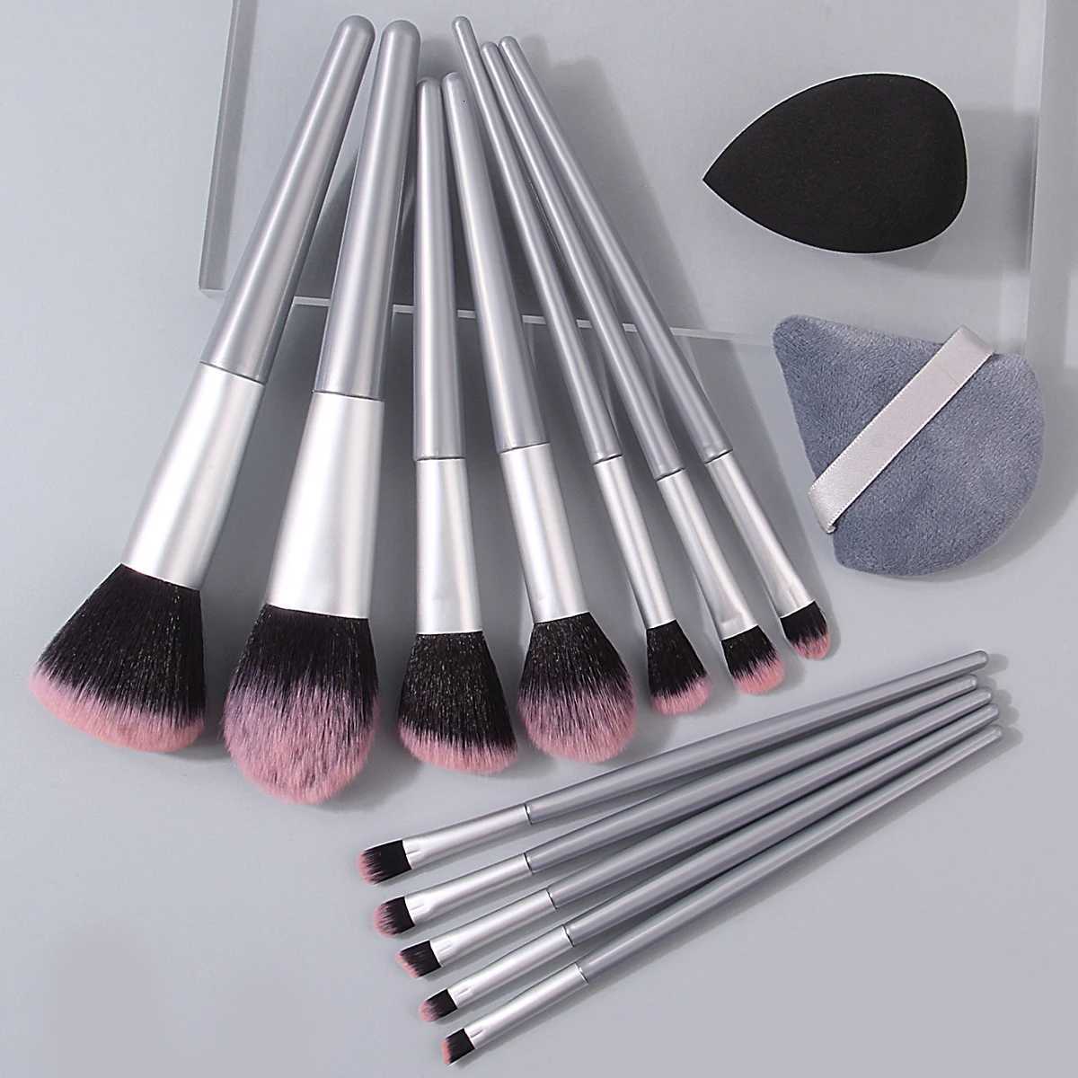 12-piece soft-bristled makeup brush set paired with a beauty sponge and a triangular powder puff is super useful for beginners. XJ2500716