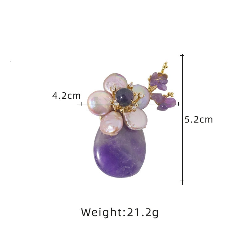 Natural Pearl Amethyst Baroque Flower Branch Brooch Korean Womens Jewelry Fashion Womens and Girls Gifts GO0580 250712