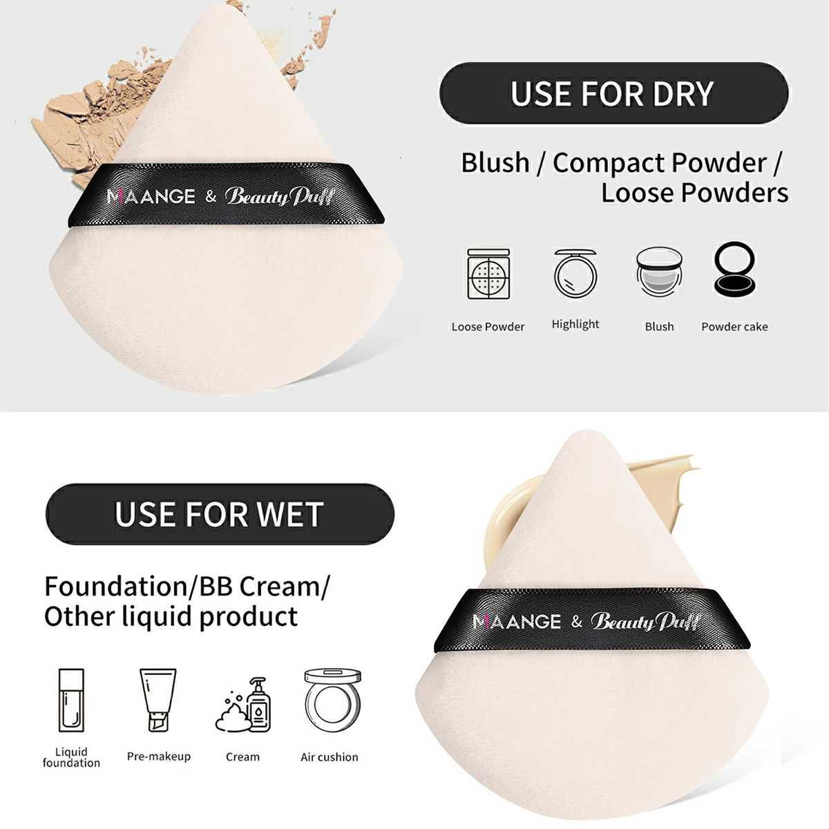 3Pcs Makeup Brushes + 2Pcs Triangle Powder Puff Set Concealer Eye Shadow Makeup Brush Blending Cosmetic Beauty Tools XJ2500716