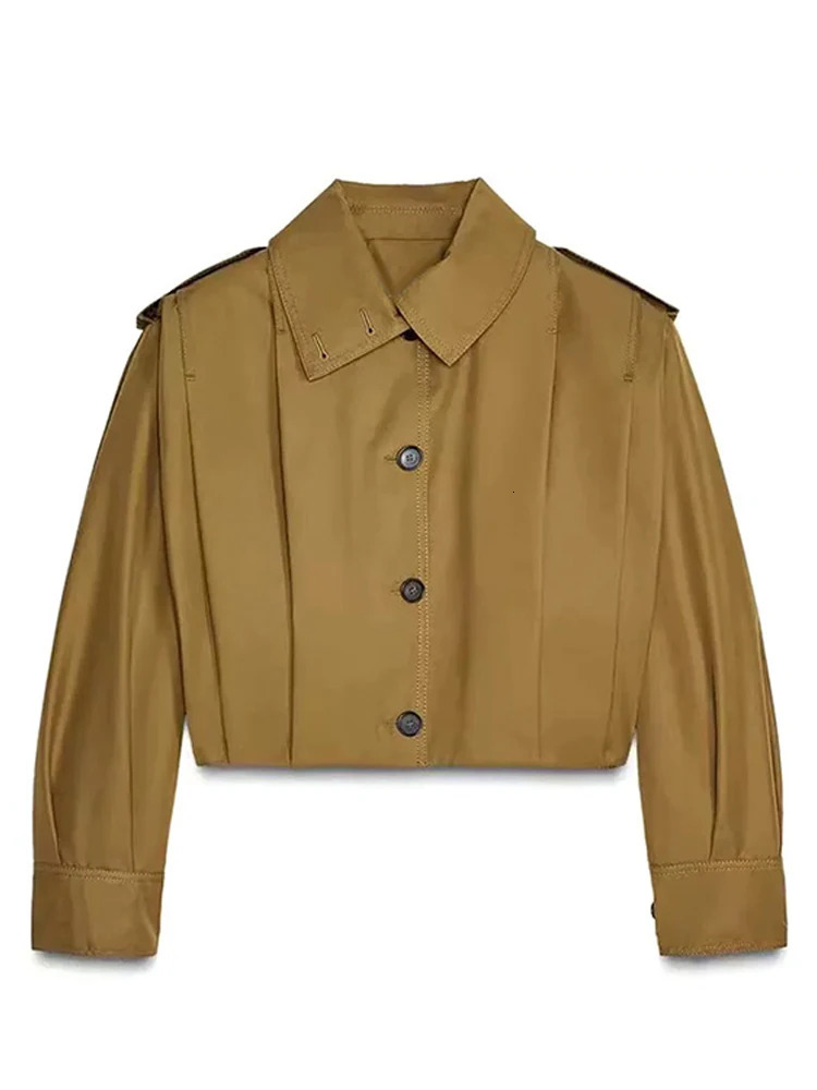 Vintage Short Jackets Women Long Sleeve Lapel Single Breasted Patchwork Coats Female 2025 Autumn Fashion Y2k Street Lady Outwear 250715
