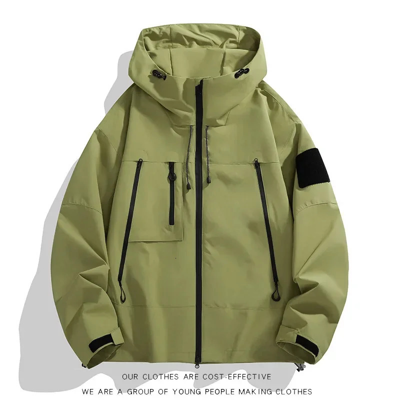 Outdoor Mens Jacket Spring Autumn American Style Functional Trendy Magic Patch Couple Loose Fit Hooded Clothing 250716