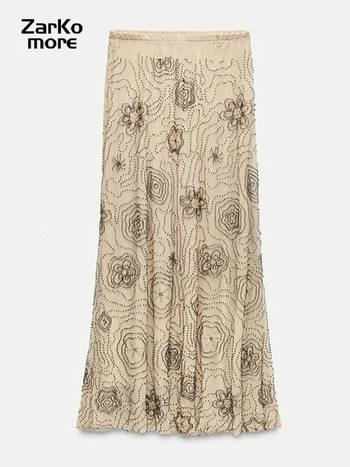 Sexy Beaded Halter Vest Long Skirt Sets Women Slim Backless Cropped Top Mermaid Skirts 2025 Summer Lady Beach Embroidery Outfits 250715