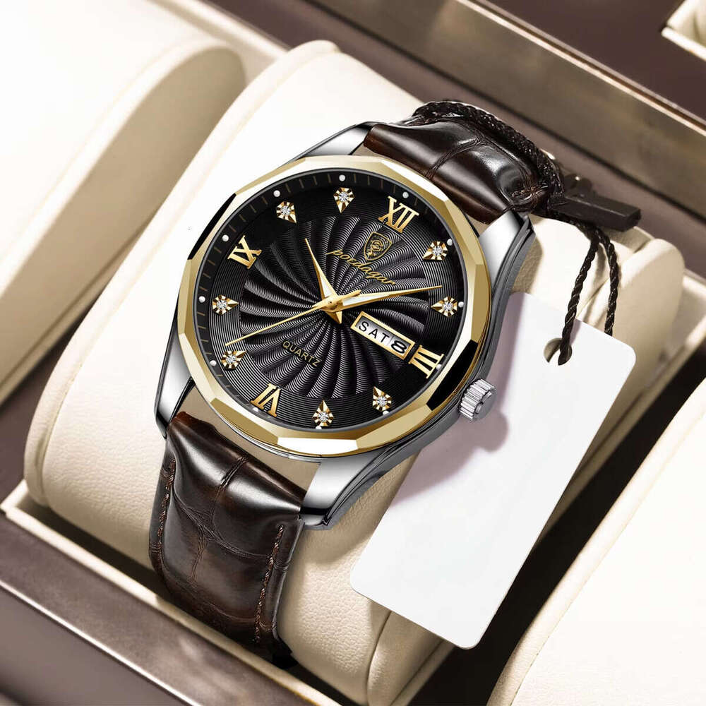 DHwatches Men's Tungsten Steel Watch - 50M Waterproof Business Quartz Wristwatch with Day & Date, Luminous (Model 980)