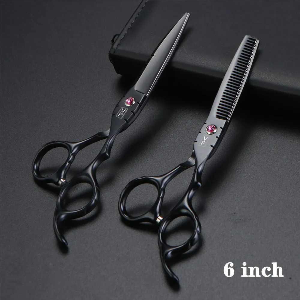 Japan Steel 6.0 Inch Professional Hairdressing Scissors Barber Scissors Set Cutting Shears Thinning Scissors Haircut Accessories W250716