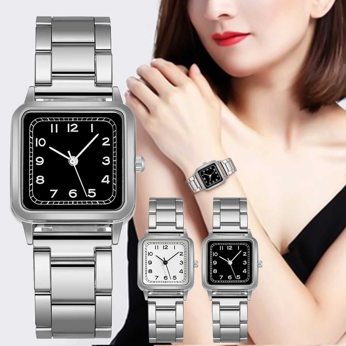 Mens Fashion Square Alloy Strap Luxury Ladies Quartz Wristwatch Fem Clock Gift Fine Watch Y250715