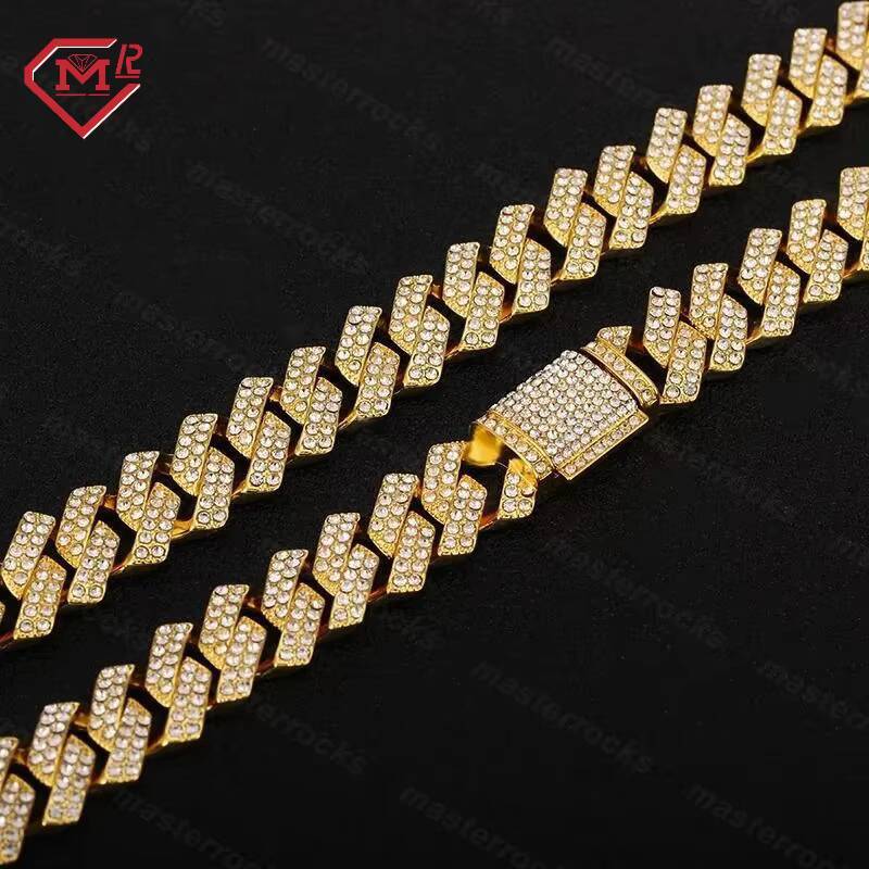 Hip Hop Cuban Link Chain Necklace 14mm Custom Charm 925 Silver VVS Iced Out Moissanite Cuban Chain