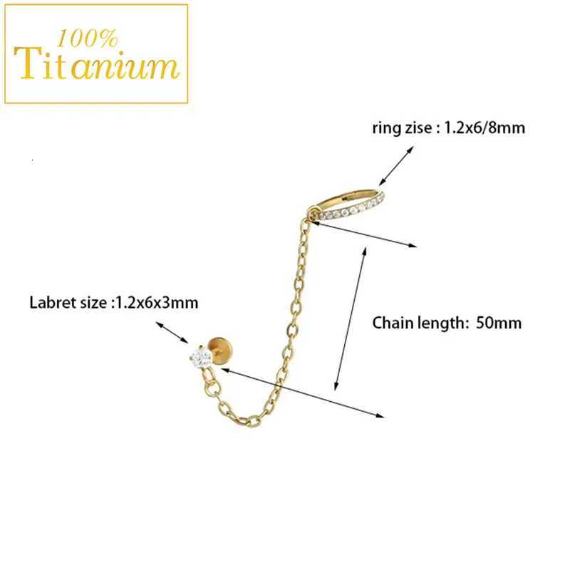 23 Titanium Chain Earrings with Labret Ear Stud 16G CZ Tassel Nose Cartilage Tragus Helix Lip Piercing Body Jewelry Nose Ring y250715