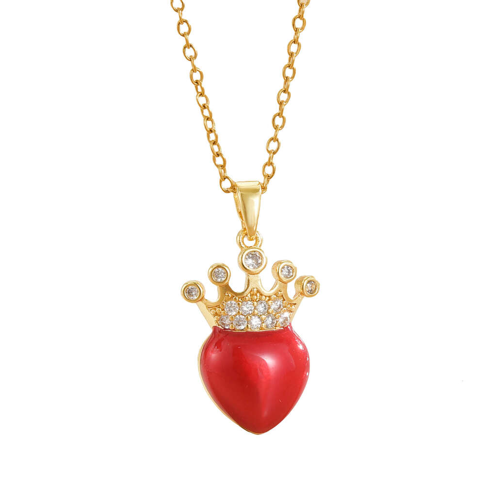 Oil Drip Heart Necklace For Women, Light Niche High-End Feel, Titanium Steel Non-Fading Collarbone Chain 980