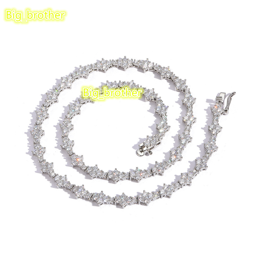 Hip Hop Jewelry Fashion Iced Out 18k Gold Silver Plated Diamond Tennis Chain Cz Necklace for Men Women