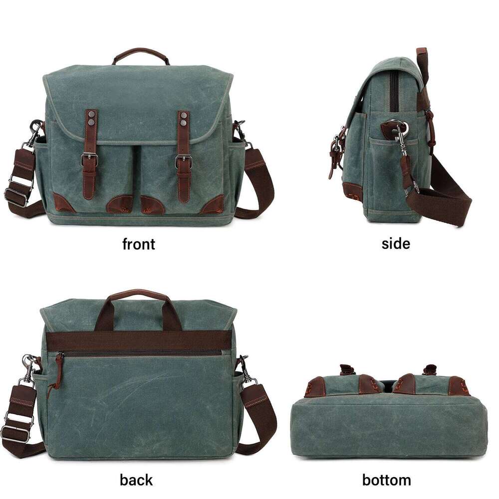 Men's Messenger Bag, 17 Inch Laptop Backpack Vintage Leather Slung Bag