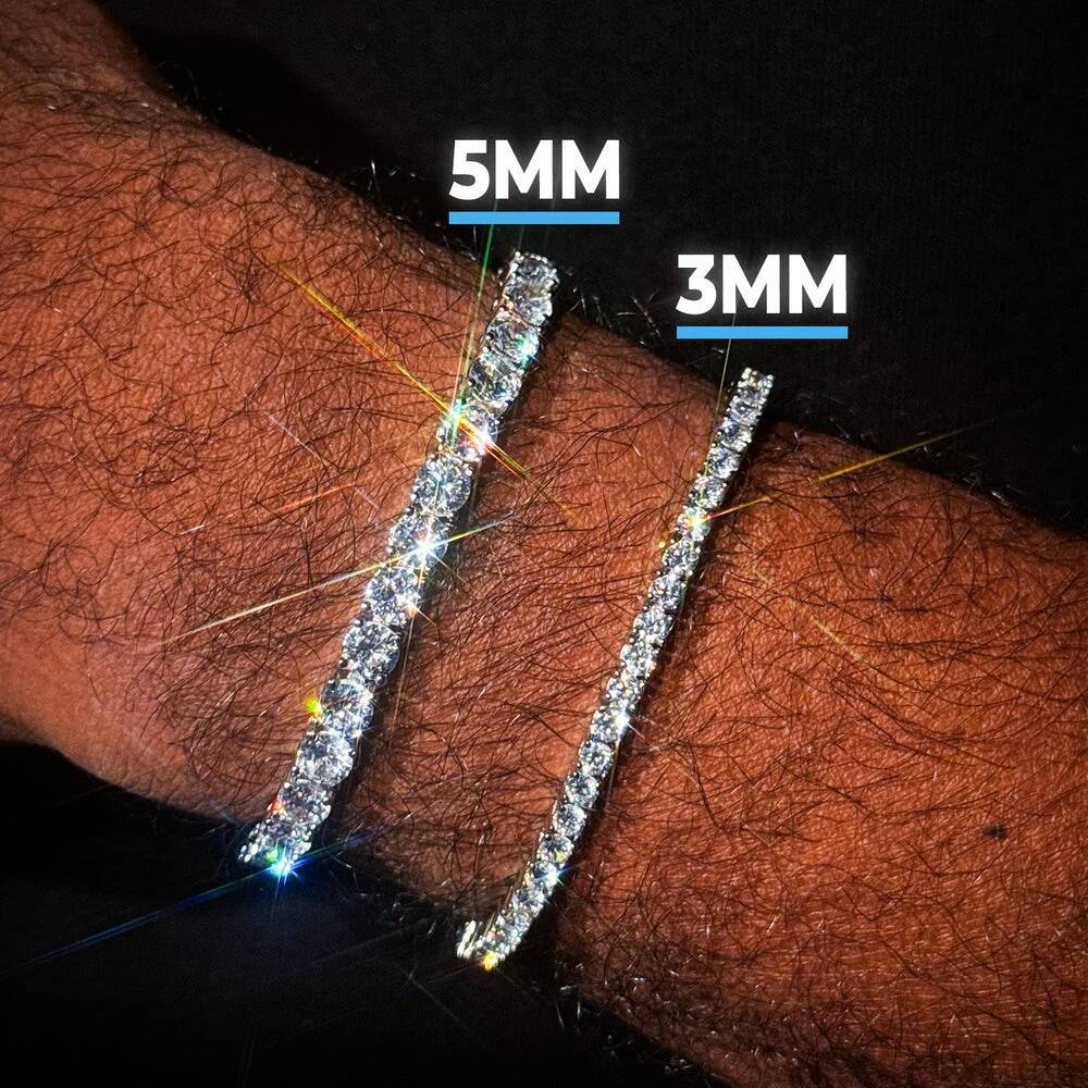 ESKEEM 925 Silver VVS Moissanite Tennis Bracelet 2/3/4/5 MM Iced Out Diamond Tennis Chain Pass GRA Diamond Test In Stock