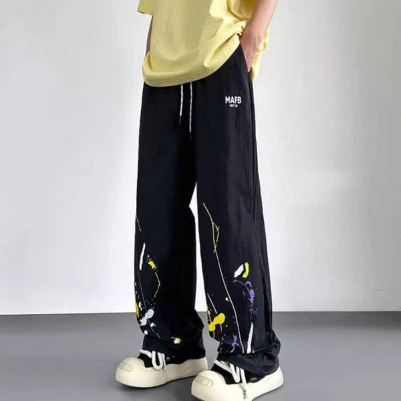 Graffiti Thin Baggy Casual Straight Pants Man Summer Low Price Stylish Original Clothing Vintage Y2k Cheap Long Trousers for Men y250716