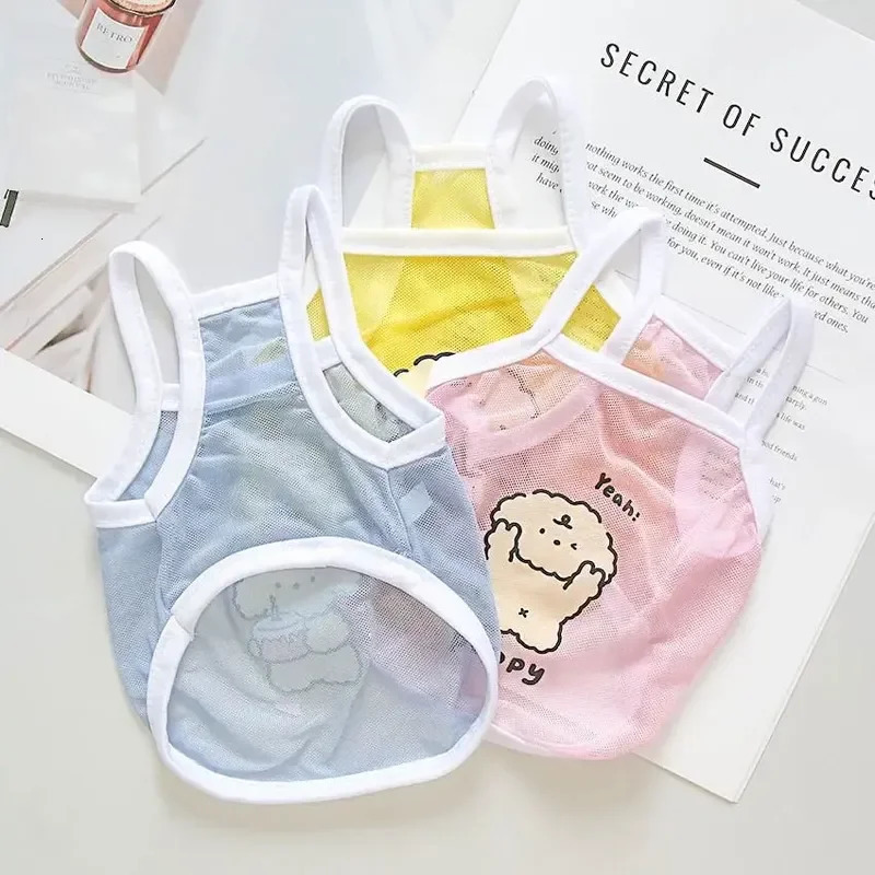 SpringSummer Thin Cute Dog Mesh Tank Top Small Teddy Bear Bobei Cat Clothes Short Vest for Pets Home Garden 250711