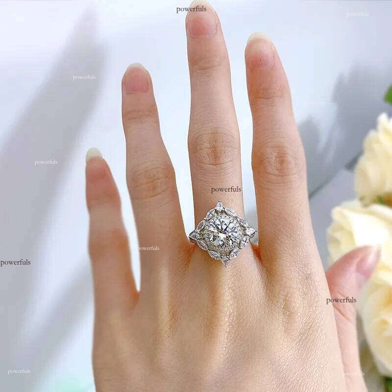 2024 Handmade Gorgeous SParkling Wedding Rings Jewelry Real 100% Sterling Sier Round Cut White Moissanite Dia Gemstones Party Women Ring Gift