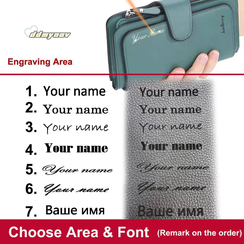2024 Long Wallets Name Engraving Top Quality 15 Card Holders Classic Female Purse Zipper Brand Wallet For Women ddmynov