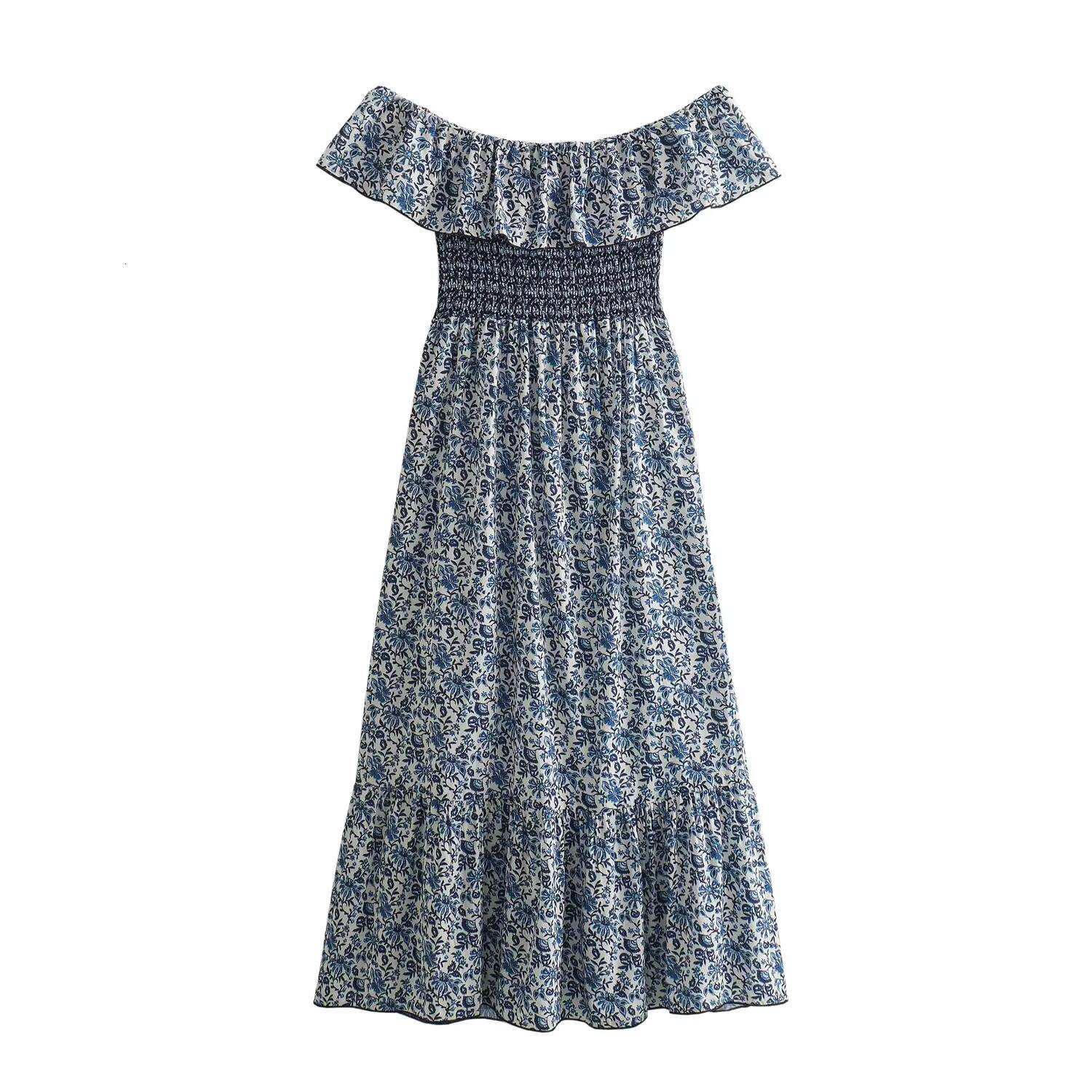 Women Fashion Summer New Off Shoulder Splicing Flower Printed Long Vest Dress Chic Female Elegant Sleeveless Evening dongdumaoyi