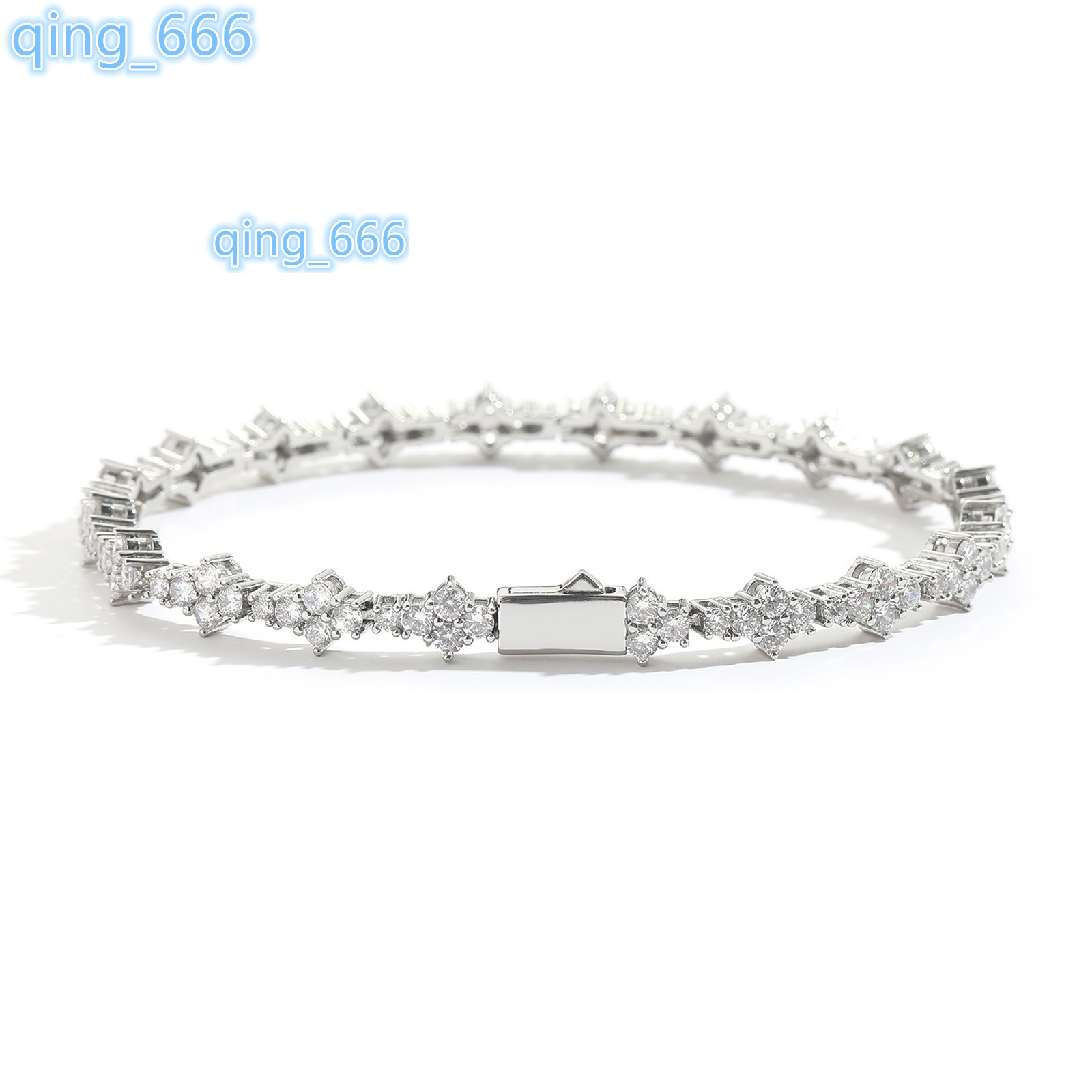 BES 7MM New Flower Shaped moissanite chain Tennis Chain Wholesale Bling Delicate Bracelet Women Men Iced Out Bling Jewelry