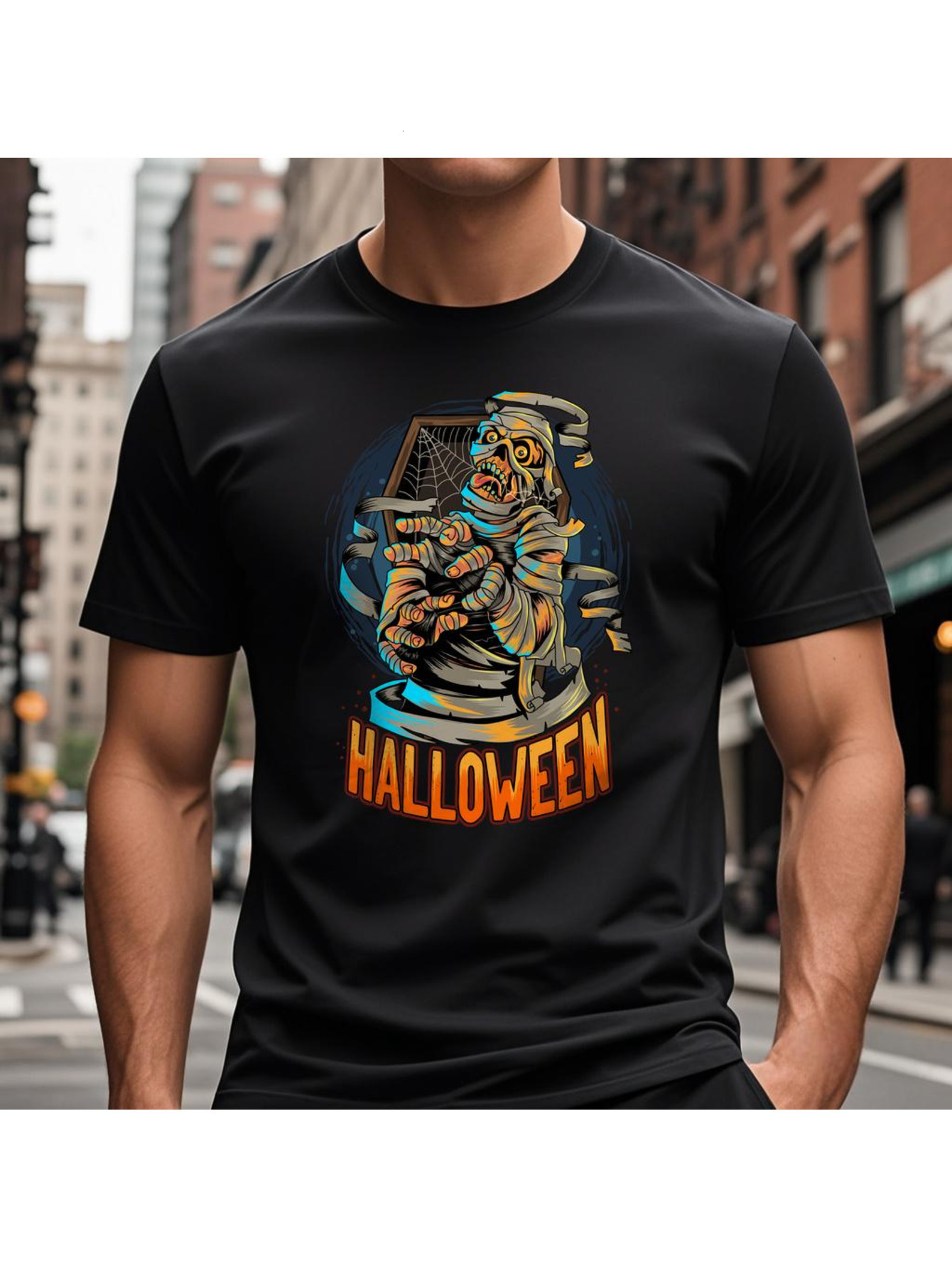 VogueEpoch White Cotton text Round collar Men S-3XL Adult Short sleeve 180g T Shirts Graphics black Halloween Wed 85