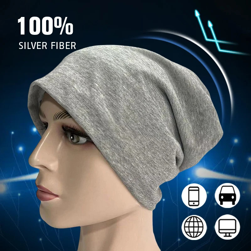 Anti Radiation Cap Full Silver Fiber EMF Protection Hat Electromagnetic Wave Shielding Hats Unisex RF/Microwave Protect Beanies 250715