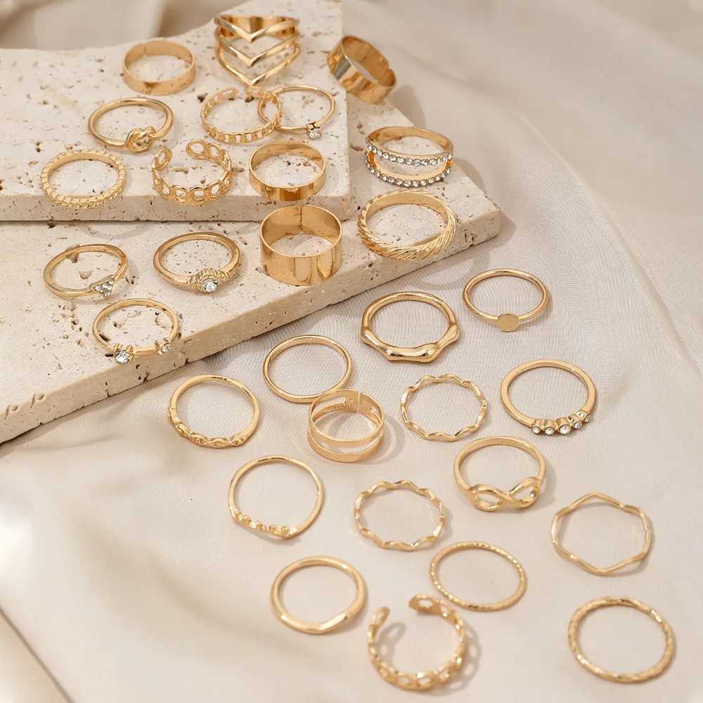 30Pcs Bohemian Geometric Knuckle Rings Set For Women Gold Silver Color Finger Ring Girls Fashion Party Jewelry Accessories S250716