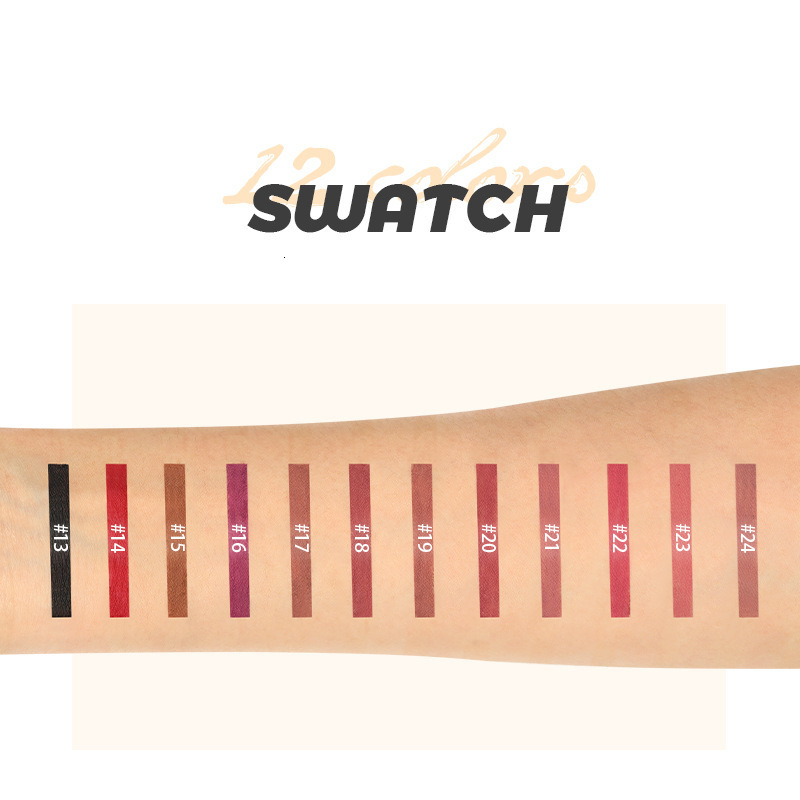 12Pcs Lip Set Velvet Matte Waterproof Lip Liner Lip Oil Set Long-lasting Matte Lip Pencil Lip Liner Makeup Set 250506