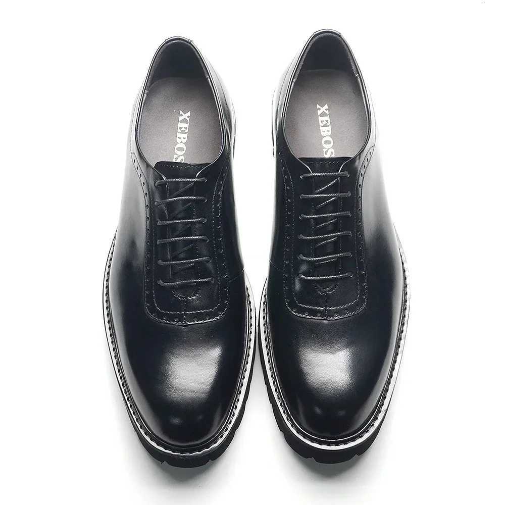 Fashion Mens Oxford Elevator Shoes Genuine Leather Round Toe Height Increasing Business Office Casual Dress Sneakers for Men W250716
