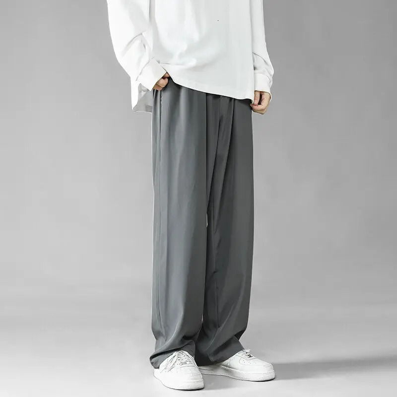Mens Casual Pants Business Stretch Loose Elastic Waist Jogger Korean Classic Blue Black Gray Male Trousers 250715