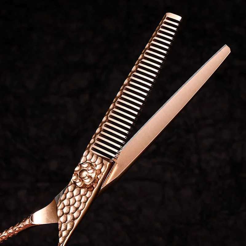 440C Rose Gold 6-Inch Professional Hairdressing Scissors Set Salon Stylists - Flat Cutting Thinning Texturing Hair Clippers W250716