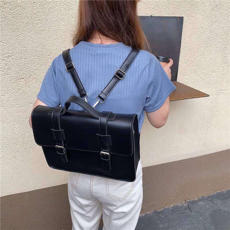 Korean Preppy Style Student School Pu Leather Female Messenger Bags Vintage Multifunctional Women Shoulder Bag Ladies Totes