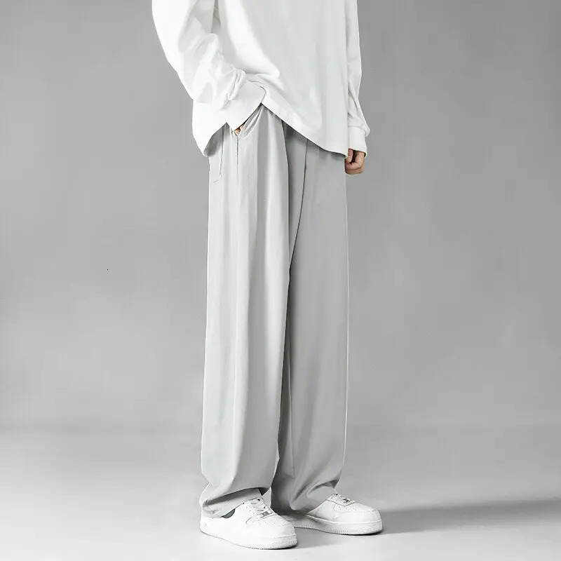 Mens Casual Pants Business Stretch Loose Elastic Waist Jogger Korean Classic Blue Black Gray Male Trousers 250715