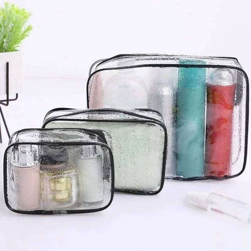 Simple PVC Clear Makeup Transparent Waterproof Cosmetic Storage Case Travel Make Up Organizer Pouch Bath Toiletry Wash Bag X250716