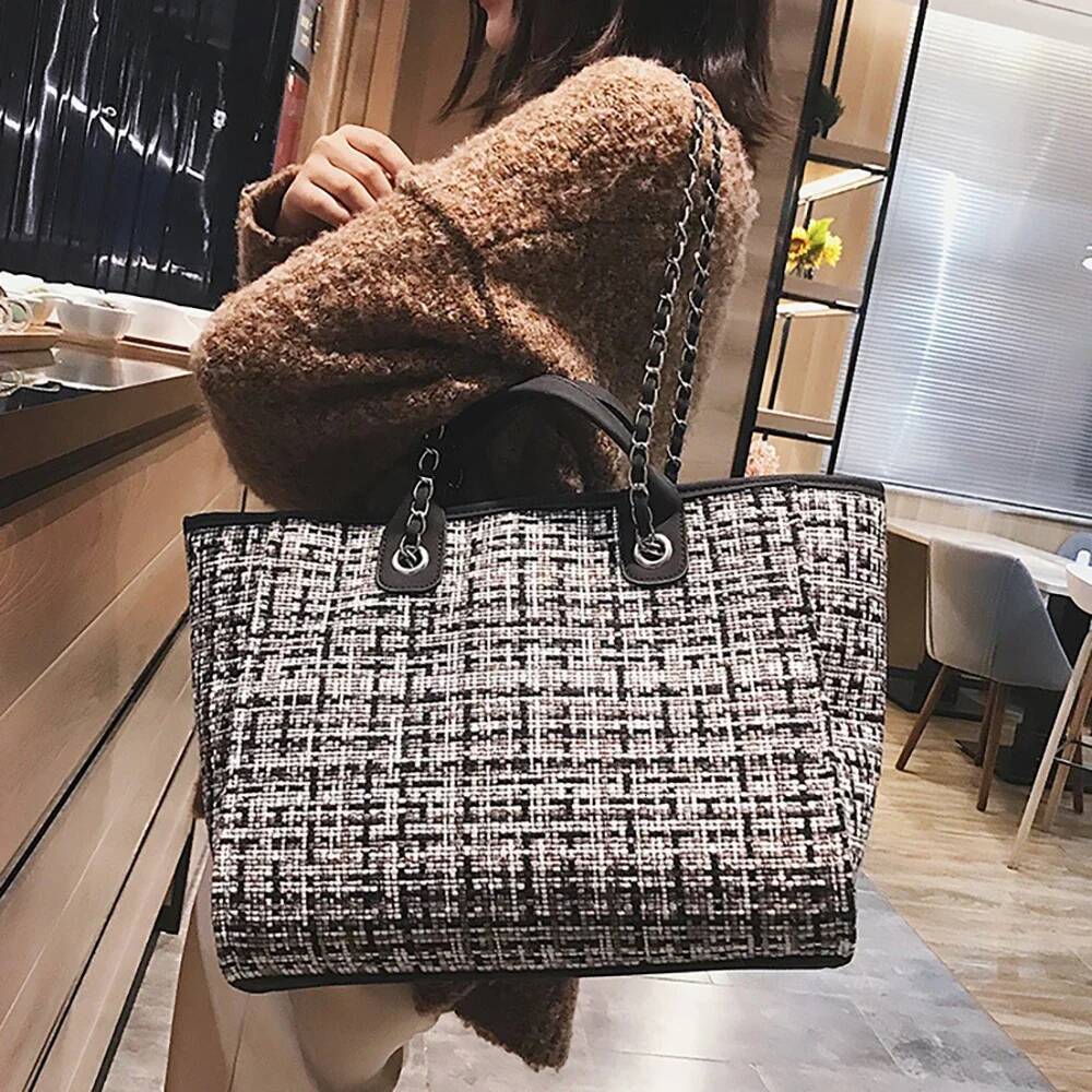 Summer Large Capacity Women Chain Bag Handbags For Female Fashion Shoulder Beach Designer Tote Ladies Hand Bags Canvas