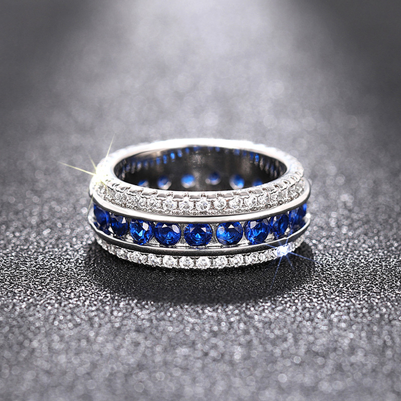 Choucong Brand Wedding Rings Luxury Jewelry 10KT White Gold Fill Round Cut Blue Sapphire CZ Diamond Party Eternity Women Engagement Band Ring For Love