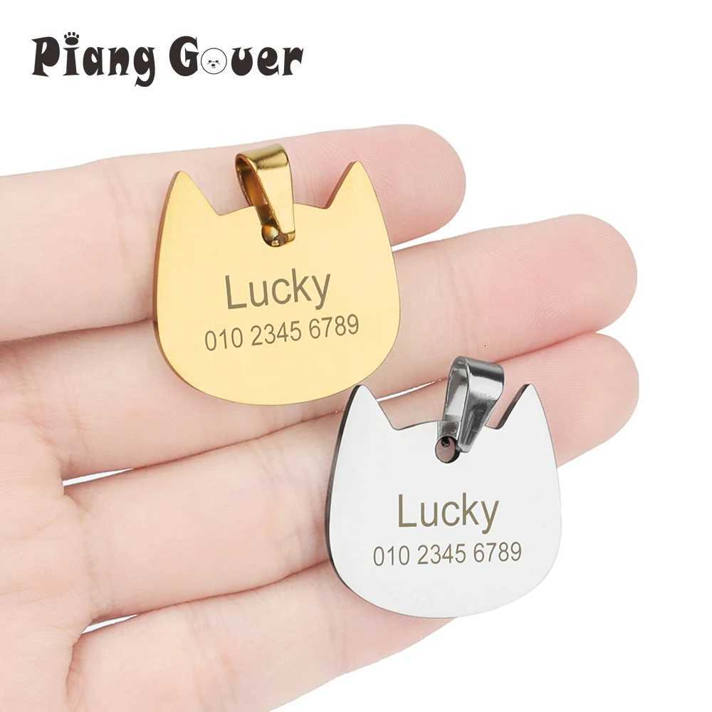 Name Personalized ID Tags Cat Collar Golden Silvery Nameplate Custom Dog Name Anti-lost Pendant Pet Collar Accessories LL250716