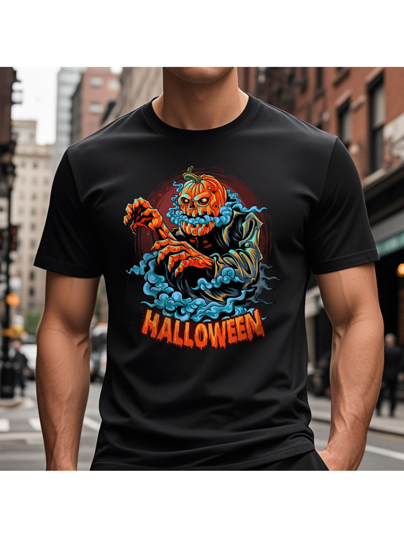 VogueEpoch Round collar T Shirts 180g Graphics text S-3XL Men black Short sleeve White Adult Cotton Halloween Wed 40