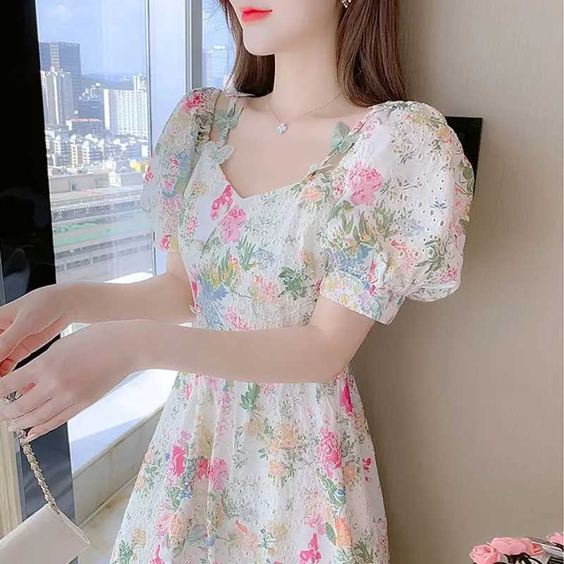 Womens New Style Small Person Looks Slim and Sweet Floral Dress R250716