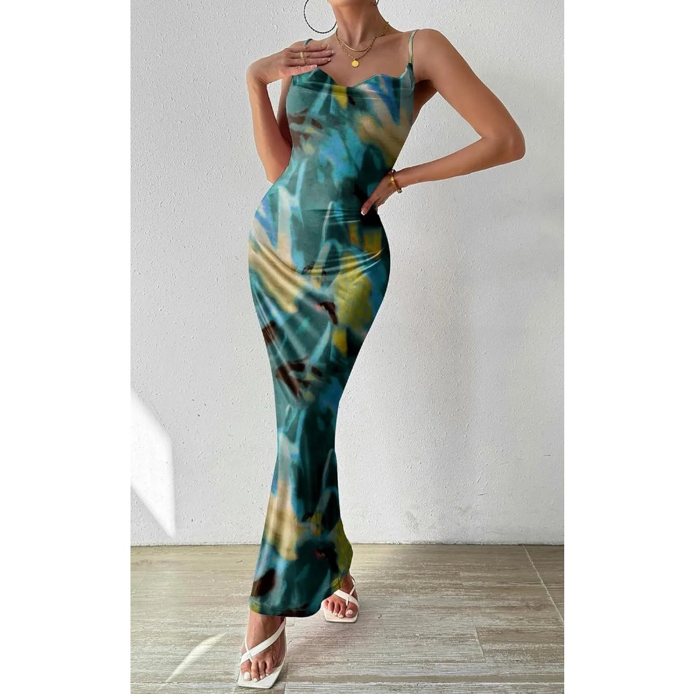 Womens Dresses Designer Floral Spaghetti Strap Sleeveless Printed Halter Dress Summer High Waist Sexy Dresses Evening Party Elegant Casual Bodycon Dre