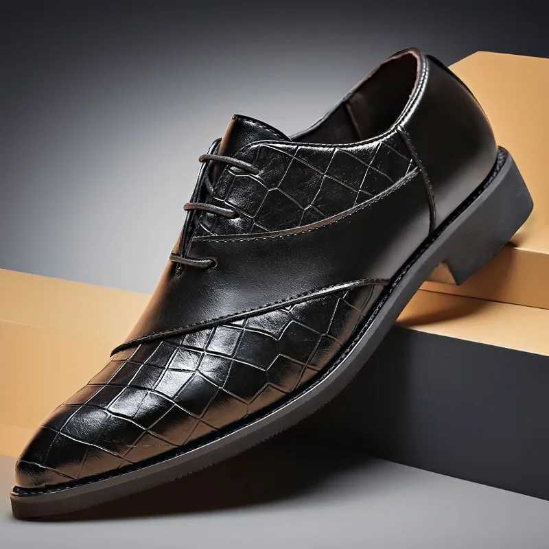 Derby Shoes for Men Brand Pointed Toe Lace-up Mens Formal Shoes Handmade Business Footwear 2024 Y250715