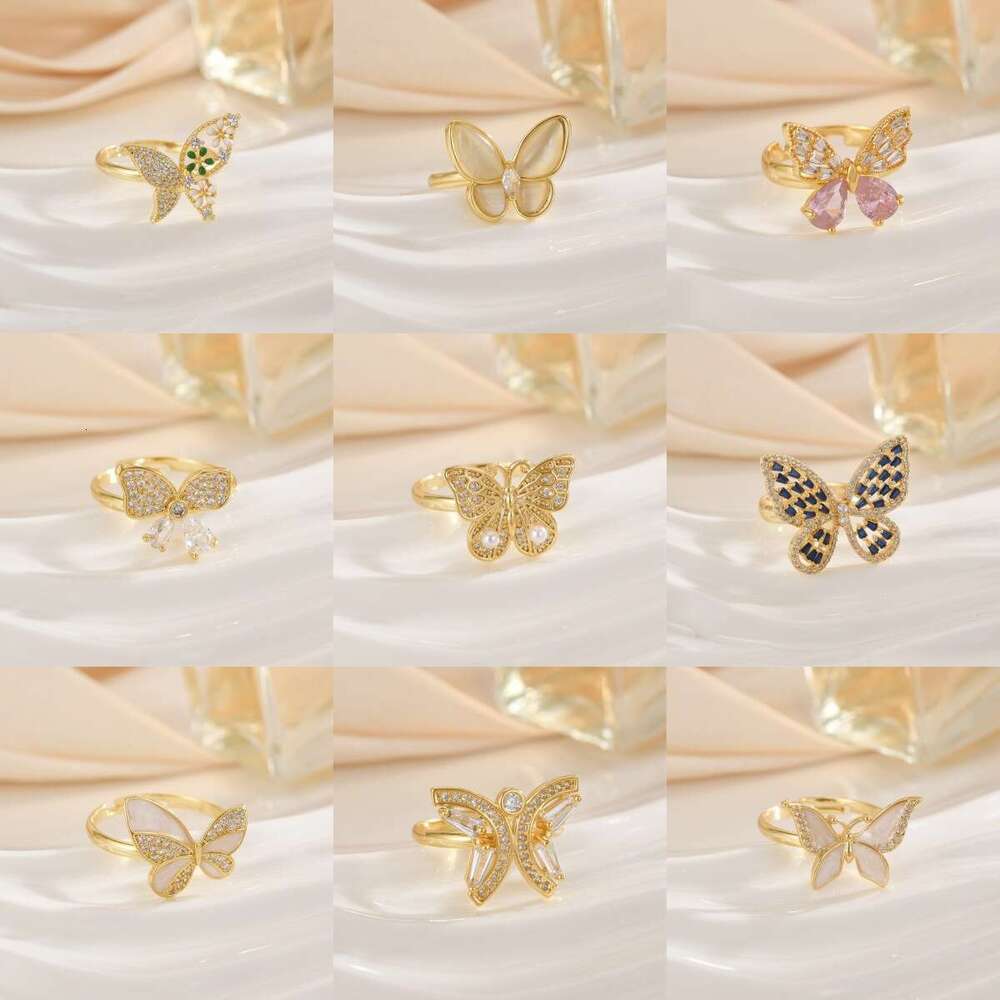 Niche Design Korean Style Personality High-End For Women Light Luxury Micro-Inlaid Zircon Open Ring Jewelry 6Ed