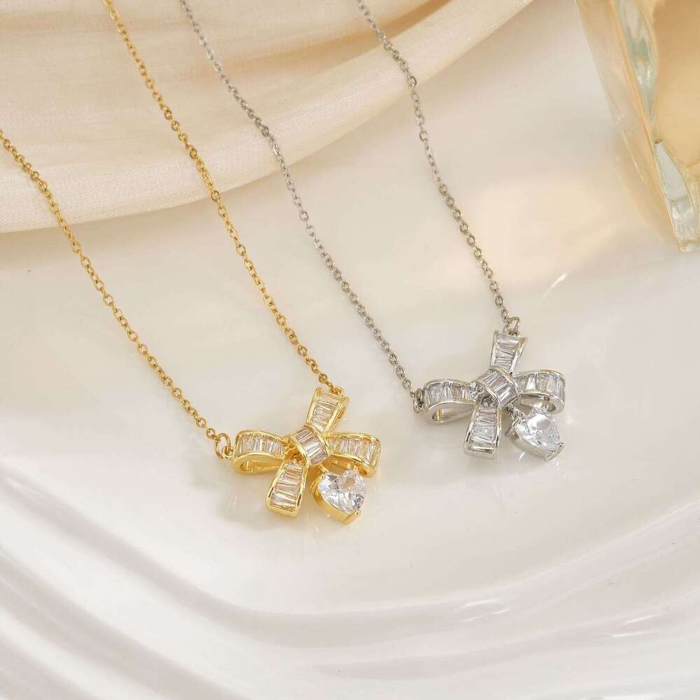Butterfly Bow Necklace Series For Women, Niche Exquisite Light Choker Fashion Jewelry, Dia-Studded Collarbone Chain, Valentine's Day Gift B92